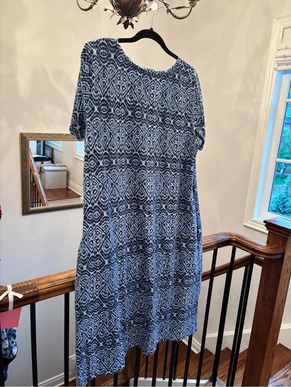 Joe Fresh Blue & White Geometric Shift Dress with pockets